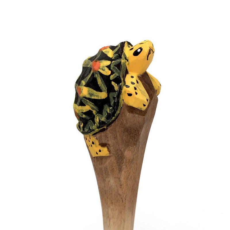 ornerx 7" Wooden Animal Handy Carving Turtle Ballpoint Pen 1PC - Image 2